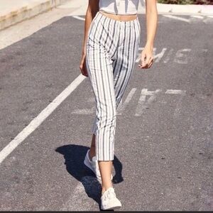 Brandy Melville Black and White Striped Cropped Pants